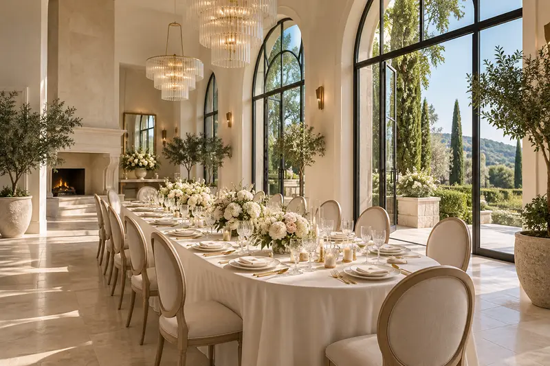 California event venue reception hall set for a wedding