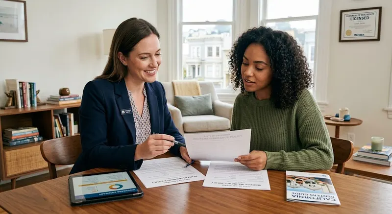 Licensed agent reviewing a renters insurance policy with a California renter