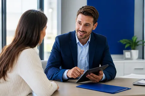 Licensed insurance agent explaining SR-22 requirements to client